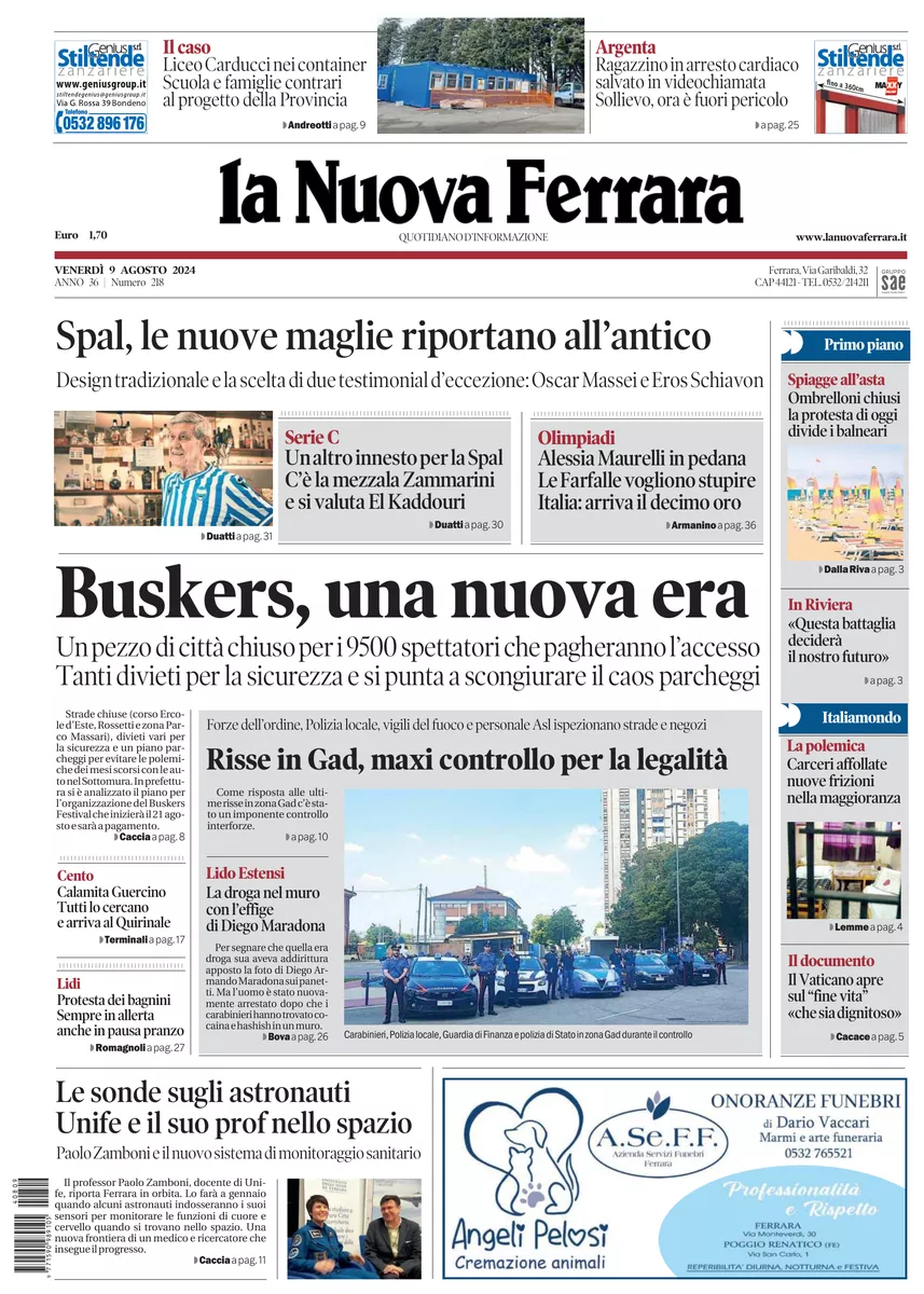 Prima-pagina-nuova ferrara-oggi-edizione-del-2024-08-09